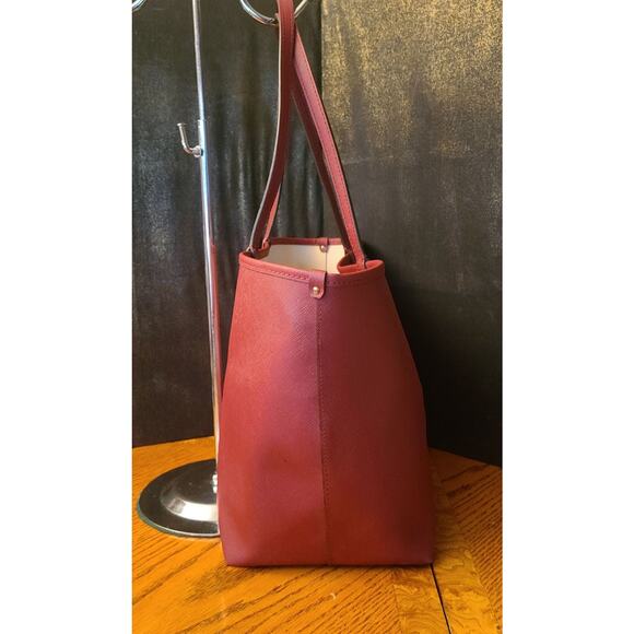 Michael Kors Reversible Tote Burgundy Cream With Matching Leather Insert - Picture 6 of 13